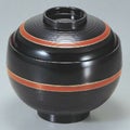 丼碗 卵型丼椀黒に帯朱内朱 漆器