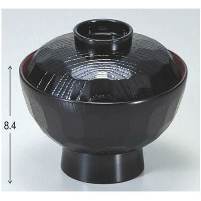 丼碗 (中)亀甲丼椀黒内朱 漆器