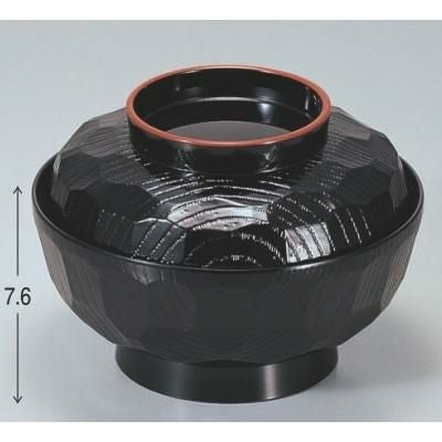 丼碗 5寸亀甲丼黒天朱 メラミン 漆器