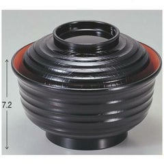 飯碗 乱筋飯器黒内朱 漆器