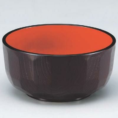丼碗 4.8寸亀甲木目丼溜内朱 漆器