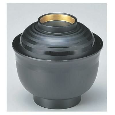 小吸椀 3.3寸美里吸椀黒つば金ツヤ消ライン 漆器