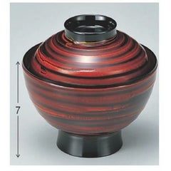 小吸椀 小丸椀春慶ヘラハケ目内朱 漆器