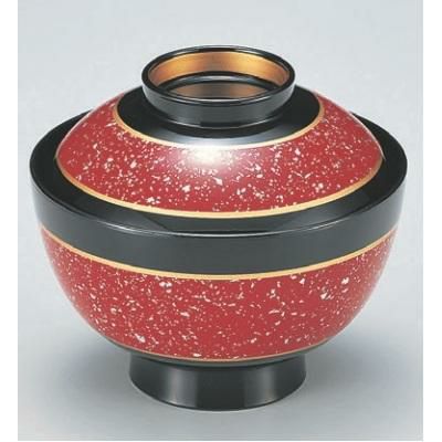 小吸椀 新越前椀帯朱ラメ入りつば金 漆器