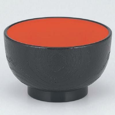 丼碗 5寸桐木目丼黒内朱 漆器