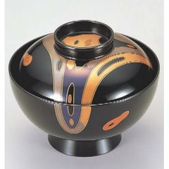 小吸椀 正4寸仙才椀漆黒波紋 漆器