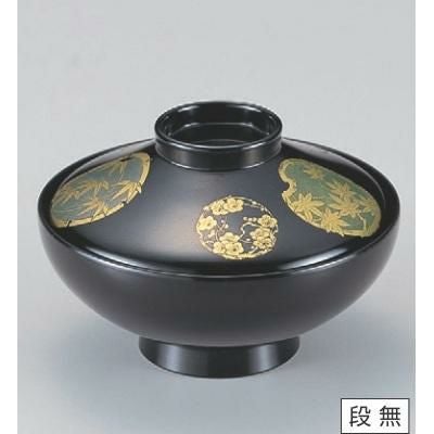 小吸椀 4寸平富士椀黒花丸 漆器