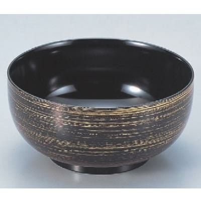 丼碗 5寸平日野丼黒に金かすり 漆器