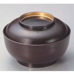 丼碗 5寸千筋木目椀溜つば金 漆器