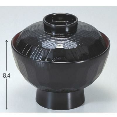 丼碗 (中)亀甲丼椀黒内朱 漆器