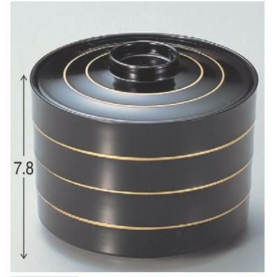 飯碗 (中)富士段付飯器黒金糸内黒塗 漆器