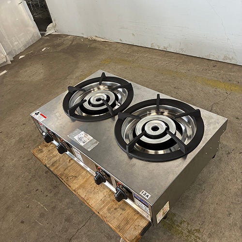 中古】卓上ガスコンロ 2口 マルゼン M822DC 幅300×奥行540×高さ164