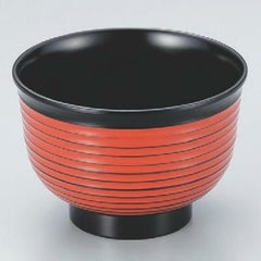 汁椀 3.3寸美里荒筋汁椀朱根来ライン 漆器