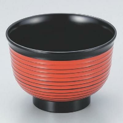 汁椀 3.3寸美里荒筋汁椀朱根来ライン 漆器