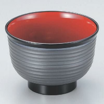 汁椀 3.3寸美里荒筋汁椀シルバー内朱 漆器