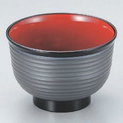 汁椀 3.3寸美里荒筋汁椀シルバー内朱 漆器
