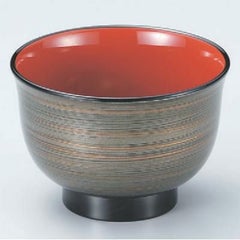 ★W-8-81 3.3寸美里汁椀緑金刷毛目内朱