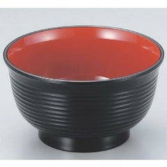 飯碗 4.5寸美里千筋飯椀黒内朱 漆器