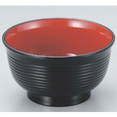 飯碗 4.5寸美里千筋飯椀黒内朱 漆器