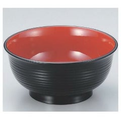 丼碗 5.3寸美里千筋丼椀黒内朱 漆器