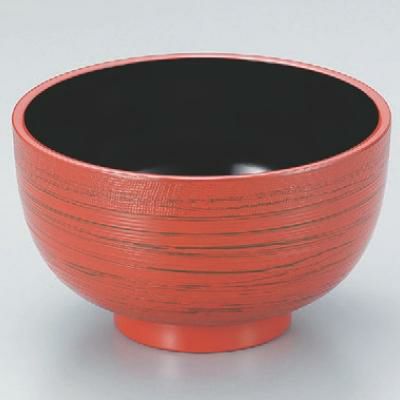 丼碗 4.5寸布目筋入丼朱かすり 漆器