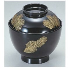 小吸椀 3.5寸玉子椀黒若松 漆器