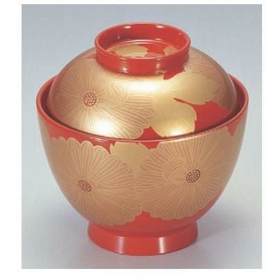 小吸椀 ナツメ型吸椀朱大菊内朱 SH塗 漆器