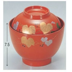 小吸椀 耐熱玉子吸椀朱ツタ内朱 漆器