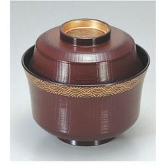 小吸椀 3.6寸羽反千筋吸椀溜青海波 漆器