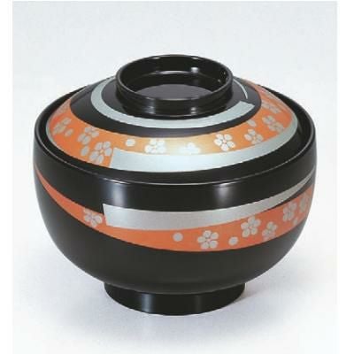 小吸椀 3.7寸光悦椀市松流花 エ-ス塗 漆器