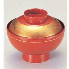 小吸椀 御殿吸椀朱金帯稲穂 漆器