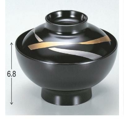 小吸椀 花仙才椀黒花帯 漆器