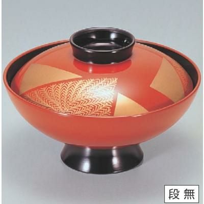 小吸椀 4.5寸小槌吸椀古代朱塗色紙シダ 漆器