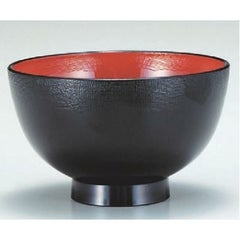 汁椀 3.8寸渕布目汁椀黒内朱 漆器
