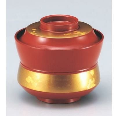 小吸椀 3.2寸杵型椀赤に金箔帯 S.H塗り 漆器