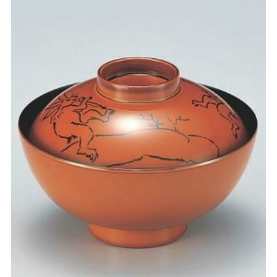 小吸椀 4寸平仙才椀春慶平安絵巻 漆器