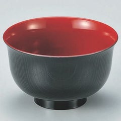 汁椀 羽反木目汁椀黒内朱 漆器
