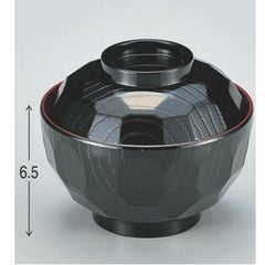 小吸椀 ABS3.8寸亀甲吸椀黒内朱 漆器