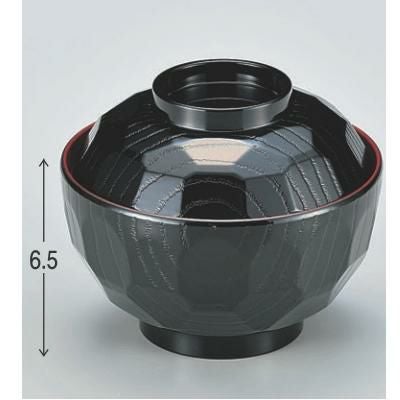 小吸椀 ABS3.8寸亀甲吸椀黒内朱 漆器