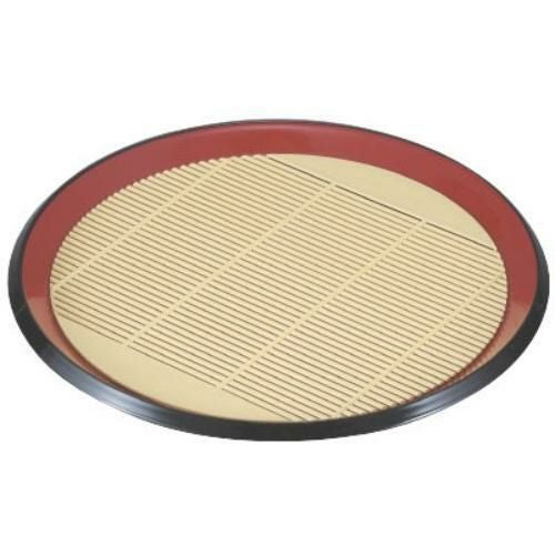 【お得なセット商品】 8寸丸布目そば皿朱渕黒 竹スセットざるそば ざるうどん 蕎麦せいろ