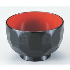 汁椀 3.6寸亀甲木目汁椀黒内朱 漆器