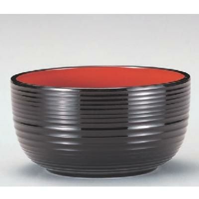 丼碗 4.7寸四季丼黒千筋内朱 漆器