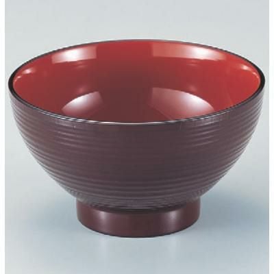 丼碗 5寸乱筋木目丼溜内朱 漆器