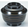 飯碗 4.5寸美里飯器黒金ライン内黒塗 漆器