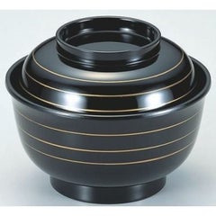 飯碗 4.5寸美里飯器黒金ライン内黒塗 漆器