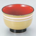 汁椀 3.3寸美里荒筋汁椀クリーム二色ライン内朱 漆器