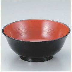 丼碗 6寸刷毛目羽反丼黒内朱 漆器