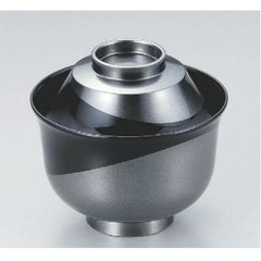 小吸椀 富士羽反小吸椀黒流線漆黒銀地塗本漆塗 漆器