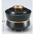 小吸椀 3.2寸杵型椀黒つば金ライン 漆器