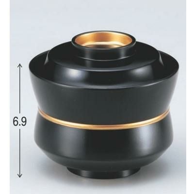 小吸椀 3.2寸杵型椀黒つば金ライン 漆器